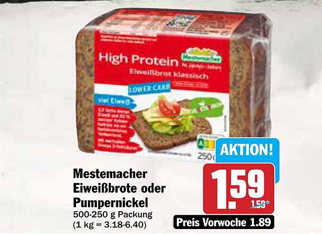 Mestemacher Eiweißbrote oder Pumpernickel 500-250 g Packung