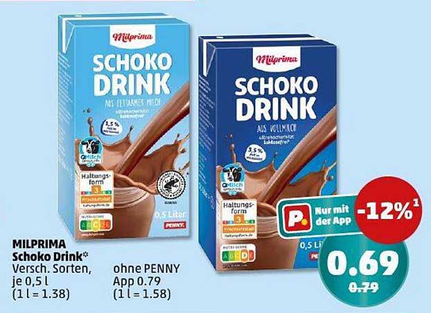 MILPRIMA Schoko Drink 0,5 Liter - verschiedene Sorten