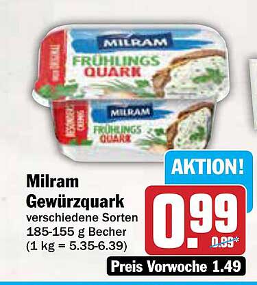 Milram Gewürzquark verschiedene Sorten 185-155 g Becher