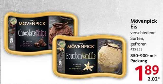 Mövenpick Eis - verschiedene Sorten, gefroren