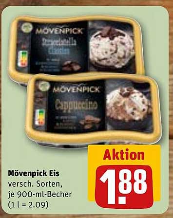 Mövenpick Eis – verschiedene Sorten, je 900-ml-Becher