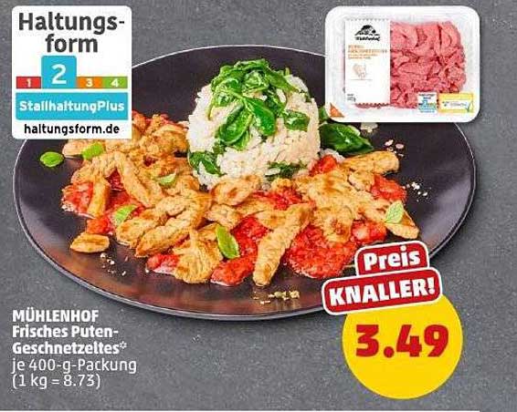 MÜHLENHOF Frisches Puten-Geschnetzeltes 400-g-Packung