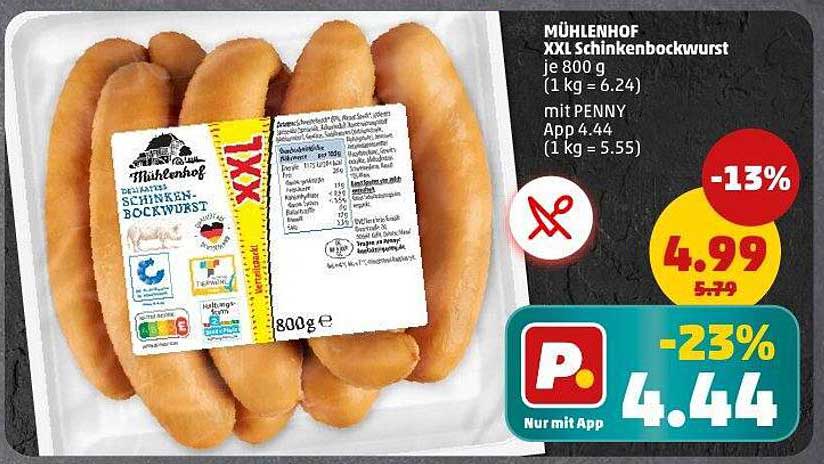 MÜHLENHOF XXL Schinkenbockwurst je 800 g