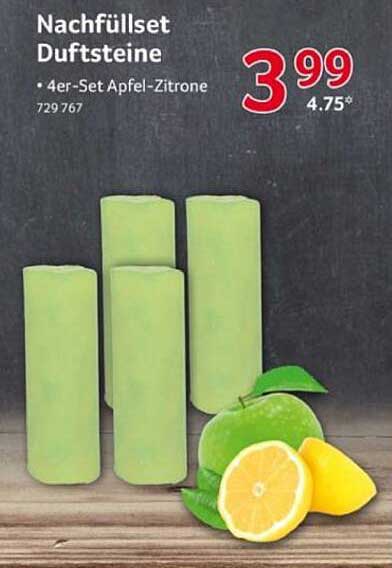Nachfüllset Duftsteine – 4er-Set Apfel-Zitrone