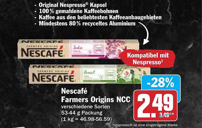 Nescafé Farmers Origins NCC - 28% Rabatt auf verschiedene Sorten