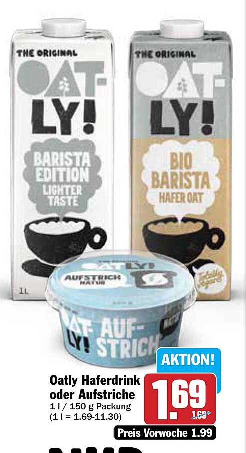 Oatly Haferdrink oder Aufstriche