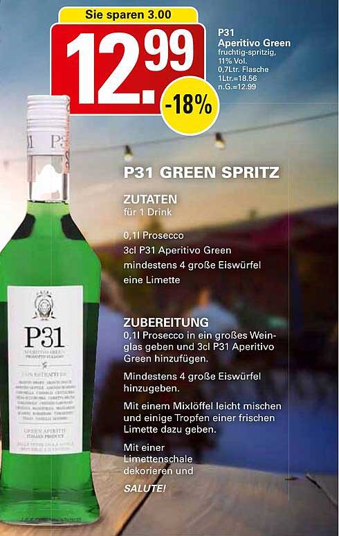 P31 Aperitivo Green - Fruchtig-Spritzig für erfrischende Momente