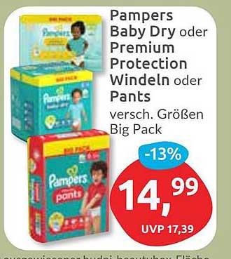Pampers Baby Dry oder Premium Protection Windeln oder Pants, verschieden Größen Big Pack