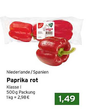 Paprika rot 500 g Packung