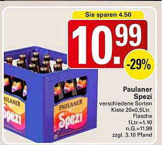 Paulaner Spezi Kiste 20 x 0,5 L für nur 10,99 €