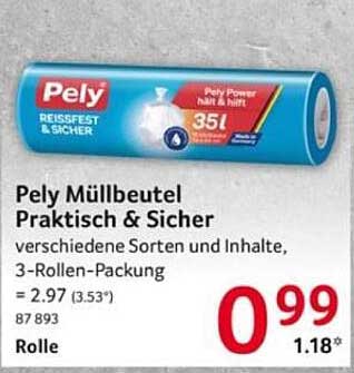 Pely Müllbeutel Praktisch & Sicher, 3-Rollen-Packung