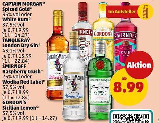 Penny Aktion: Captain Morgan Spiced Gold & weitere Spirituosen ab 8,99 €