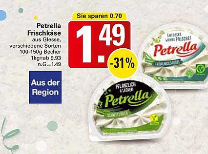 Petrella Frischkäse aus Glessen, verschiedene Sorten 100-150g Becher