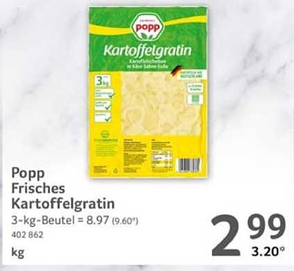 Popp Frisches Kartoffelgratin 3-kg-Beutel
