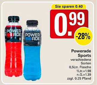 Powerade Sports verschiedene Sorten