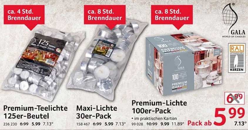 Premium-Lichte 100er-Pack im praktischen Karton