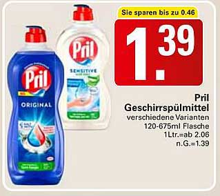 Pril Geschirrspülmittel verschiedene Varianten 120-675ml Flasche 1Lt.ab 2.06 n.G.=1.39