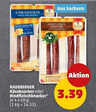 RADEBERGER Käseknacker oder Rindfleischknacker* je 4 x 60 g