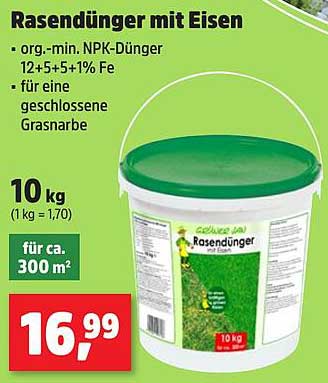 Rasendünger mit Eisen - 10 kg für eine geschlossene Grasnarbe