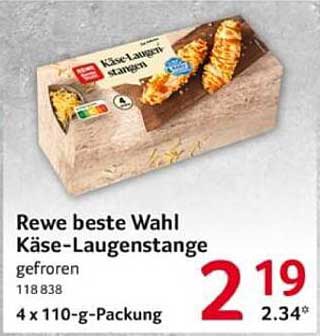Rewe beste Wahl Käse-Laugenstange gefroren 4 x 110-g-Packung