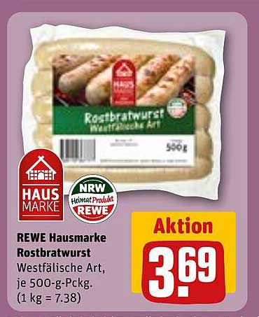 REWE Hausmarke Rostbratwurst Westfälische Art, je 500-g-Packung