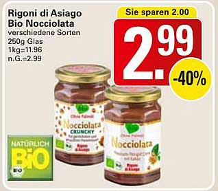 Rigoni di Asiago Bio Nocciolata verschiedene Sorten 250g Glas
