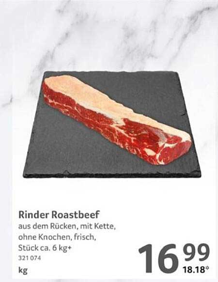 Rinder Roastbeef aus dem Rücken mit Kette, ohne Knochen, frisch
