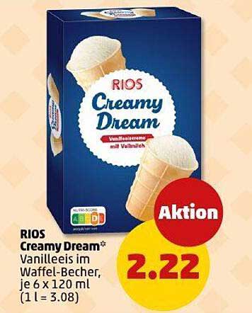 RIOS Creamy Dream® Vanilleeis im Waffel-Becher, je 6 x 120 ml