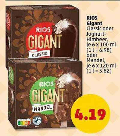 RIOS Gigant Classic oder Joghurt-Himbeer, je 6 x 100 ml oder Mandel, je 6 x 120 ml