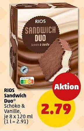 RIOS Sandwich Duo – Schoko & Vanille, je 8 x 120 ml