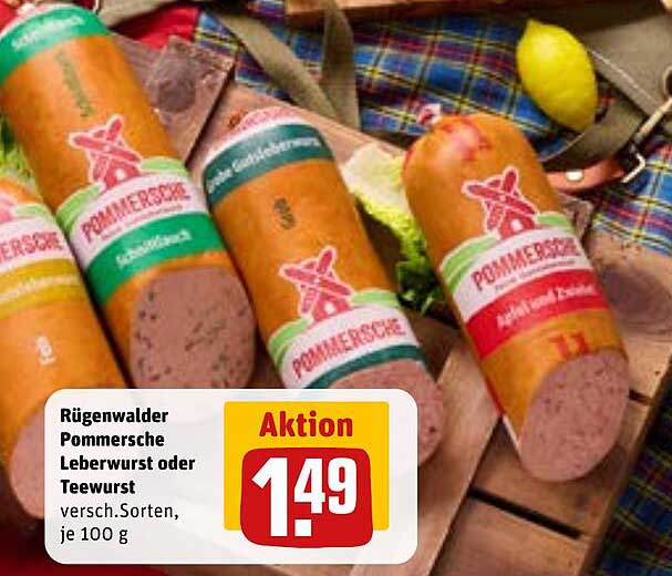Rügenwalder Pommersche Leberwurst oder Teewurst, je 100 g