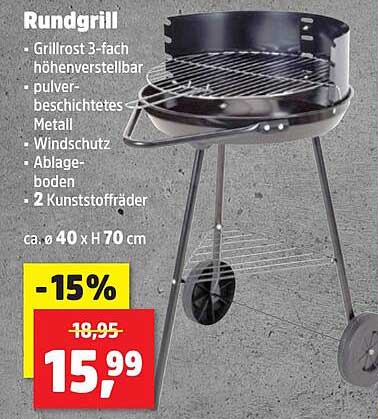 Rundgrill mit höhenverstellbarem Grillrost