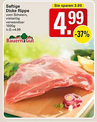 Saftige Dicke Rippe vom Schwein, vielseitig verwendbar 1000g