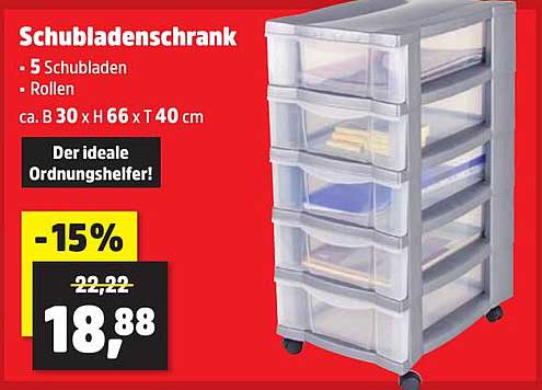 Schubladenschrank mit 5 Schubladen und Rollen
