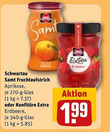 Schwartau Samt Fruchtaufstrich Aprikose oder Konfitüre Extra Erdbeere