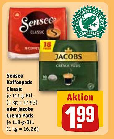 Senseo Kaffeepads Classic oder Jacobs Crema Pads