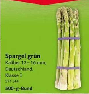 Spargel grün - Kaliber 12–16 mm, Deutschland, Klasse I - 500-g-Bund
