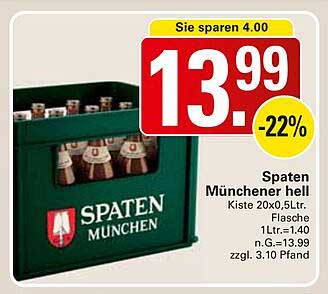 Spaten Münchener hell Kiste 20x0,5L Flasche