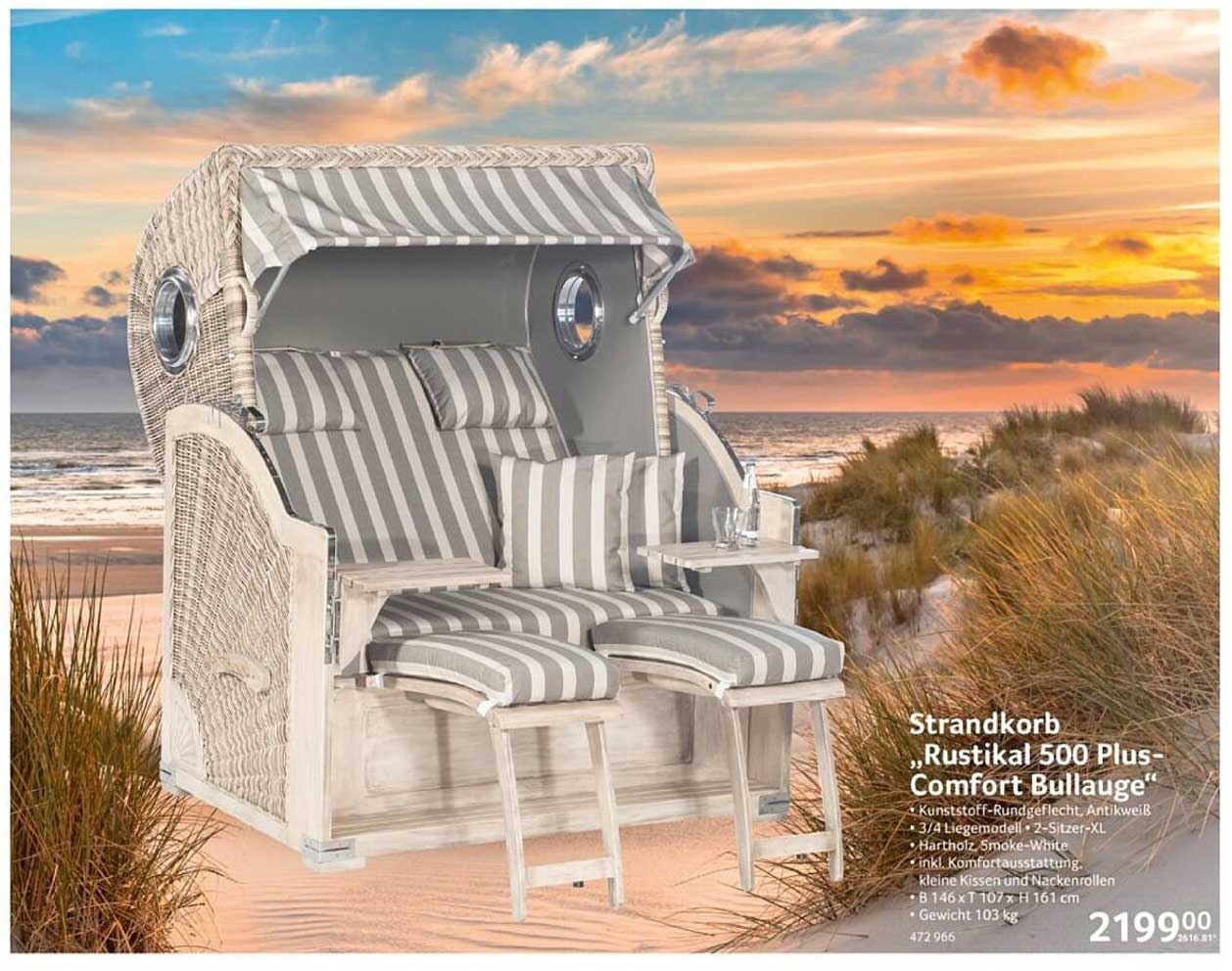 Strandkorb „Rustikal 500 Plus-Comfort Bullauge“