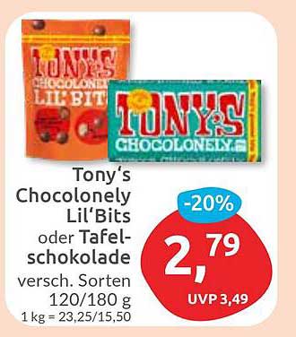 Tony's Choco Lonely Lil'Bits oder Tafelschokolade - verschiedene Sorten