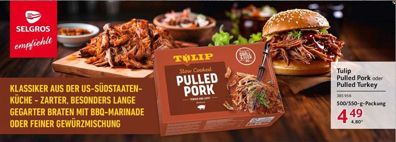 Tulip Pulled Pork oder Pulled Turkey - 500/550-g-Packung