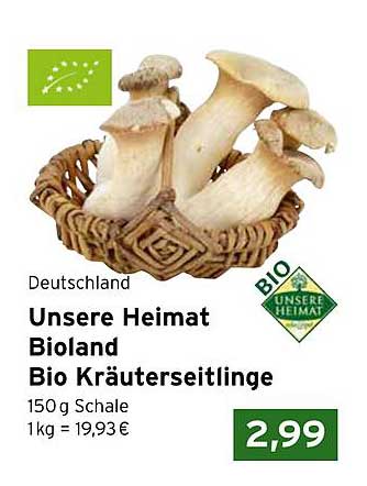 Unsere Heimat Bioland Bio Kräuterseitlinge - 150 g