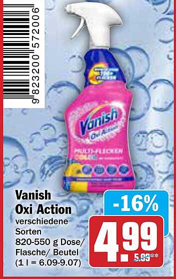 Vanish Oxi Action - verschiedene Sorten 820-550 g Dose/Flasche/Beutel