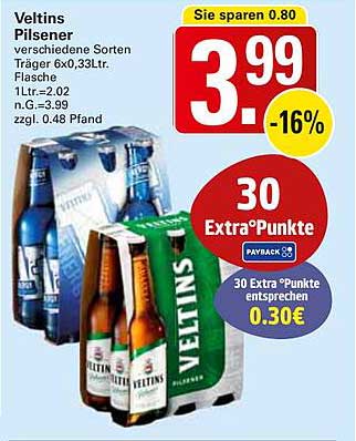 Veltins Pilsener 6x0,33L Flasche - Erfrischung für jeden Anlass