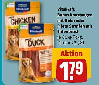 Vitakraft Bonas Kaustangen mit Huhn oder Filets Streifen mit Entenbrust 80-g-Pckg.
