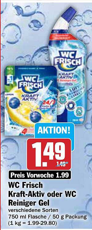 WC Frisch Kraft-Aktiv oder WC Reiniger Gel 750 ml