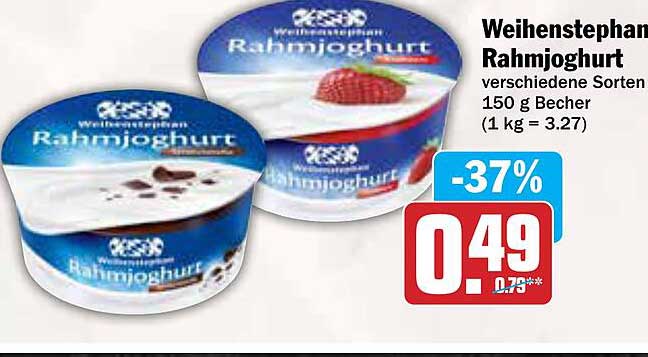 Weihenstephan Rahmjoghurt verschiedene Sorten 150 g Becher