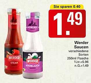 Werder Saucen verschiedene Sorten 250ml Flasche