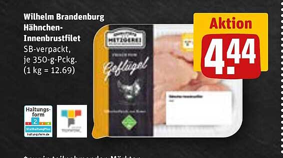 Wilhelm Brandenburg Hähnchen-Innenbrustfilet SB-verpackt, je 350-g-Pckg.