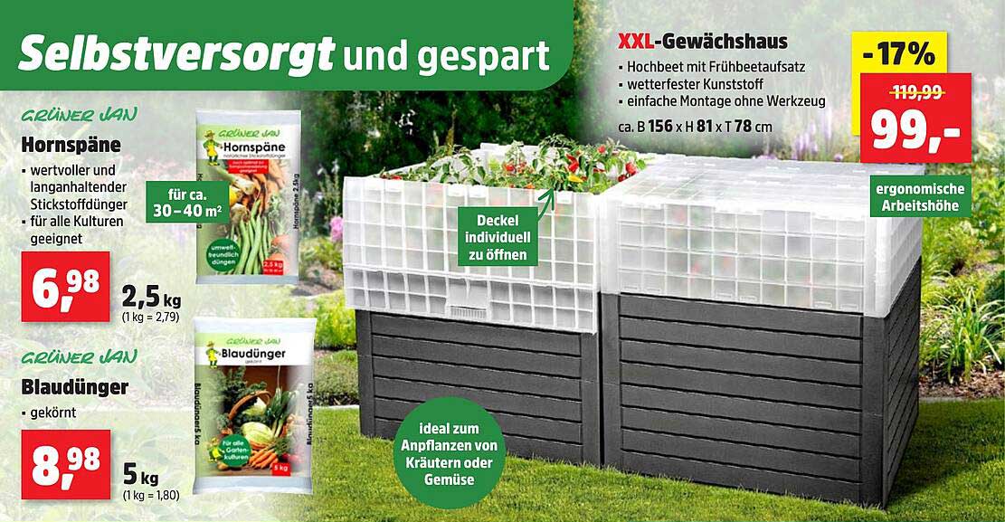 XXL-Gewächshaus mit Frühbeetaufsatz